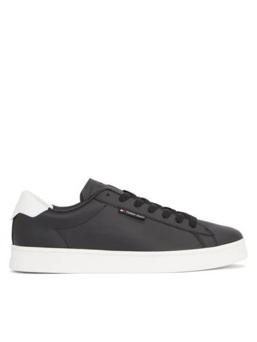 TOMMY JEANS FÉRFI BŐR SNEAKER EM0EM01374 FEKETE